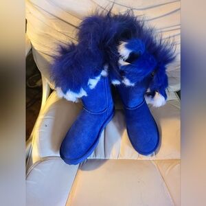 AKIRA JACKIE SUEDE FUR TRIM BOOTS